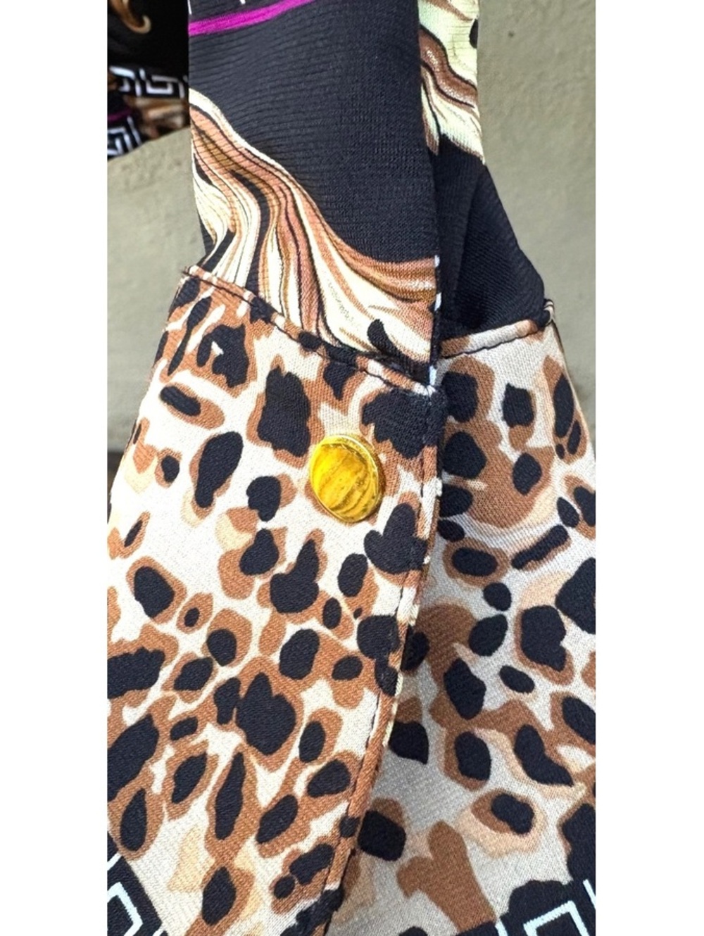 Vintage Cache Baroque and Leopard Print Button Up Blouse Size Small #maximalist - Picture 4 of 6